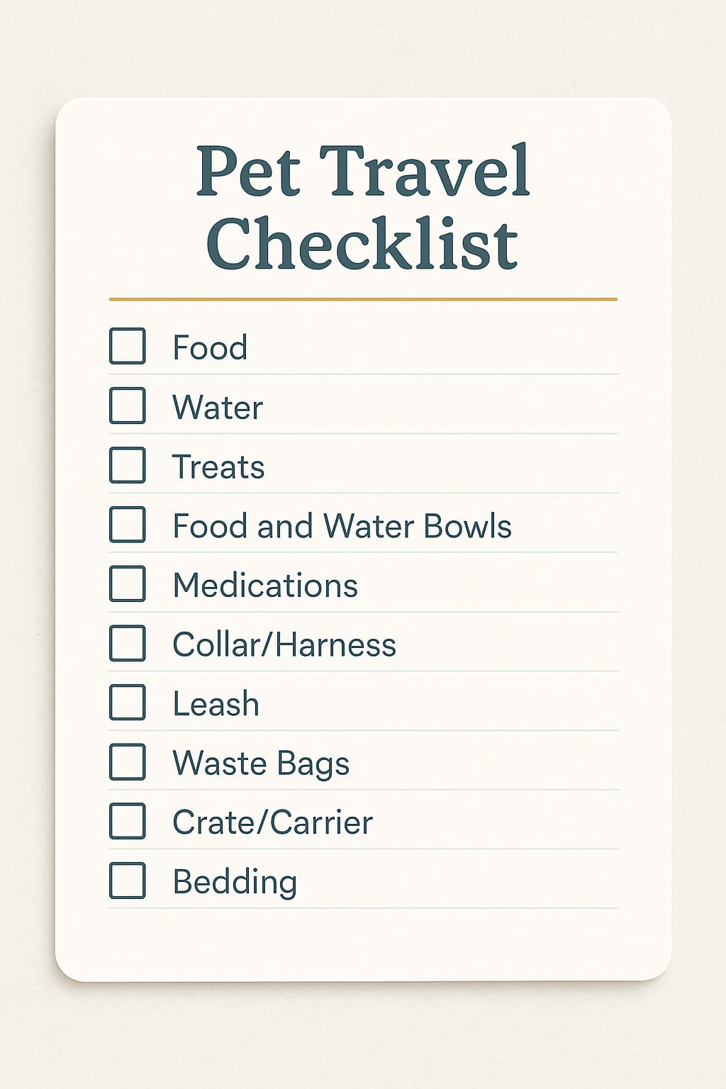 Pet-friendly travel checklist or planner