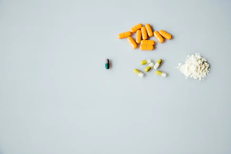 Various dog supplements on a table