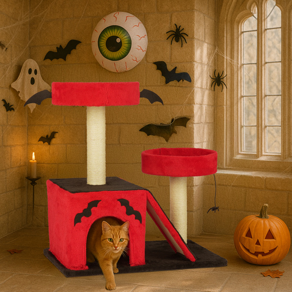 Halloween Cat Cave - Gothic Cat Tree - Cat Tower With Spacious Cat Condo 8 Halloween Cat Cave - Gothic Cat Tree - Cat Tower With Spacious Cat Condo - Image 8