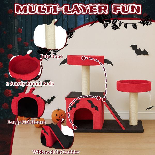Halloween Cat Cave - Gothic Cat Tree - Cat Tower With Spacious Cat Condo 7 Halloween Cat Cave - Gothic Cat Tree - Cat Tower With Spacious Cat Condo - Image 7