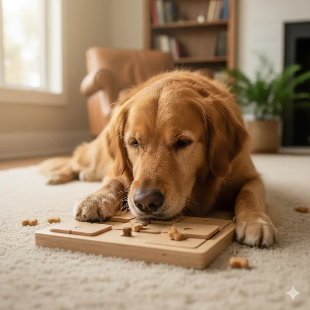 Dog Enrichment Toys: The Ultimate 2025 Guide to Mental Stimulation and Happy Pups 2 Dog solving sliding puzzle toy
