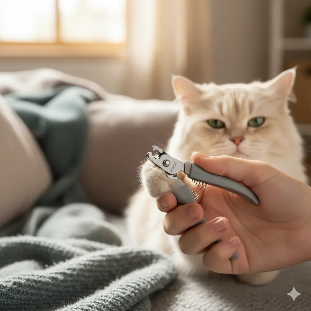Easy Cat Grooming Tips: Keep Your Feline Healthy, Happy & Clean 4 Close-up of clipping cat’s nail, avoiding quick.