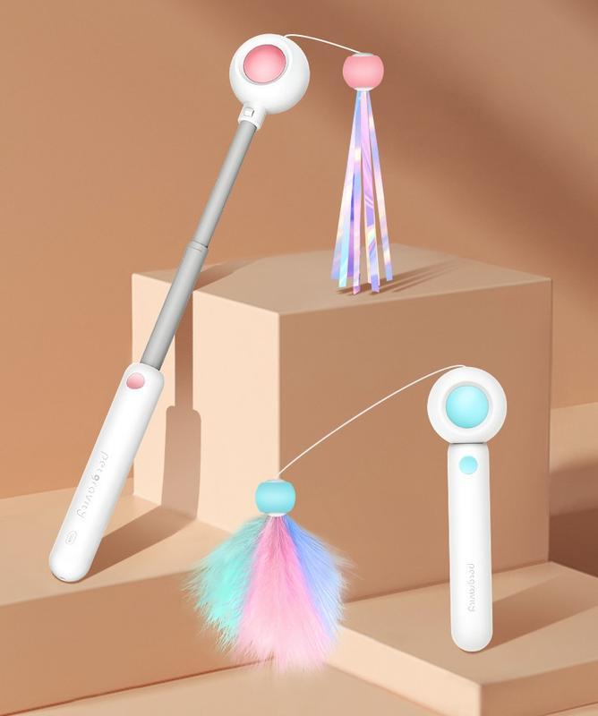 Retractable Laser Cat Stick Toys Cat Toy BallsKitten Playing Cat Laser Teaser Wand ABS PPMaterial Safe And None Toxic, Universalinteractive Toy