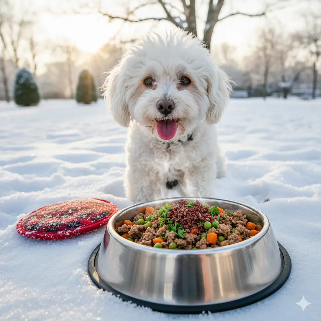 Fresh cooked dog food for winter