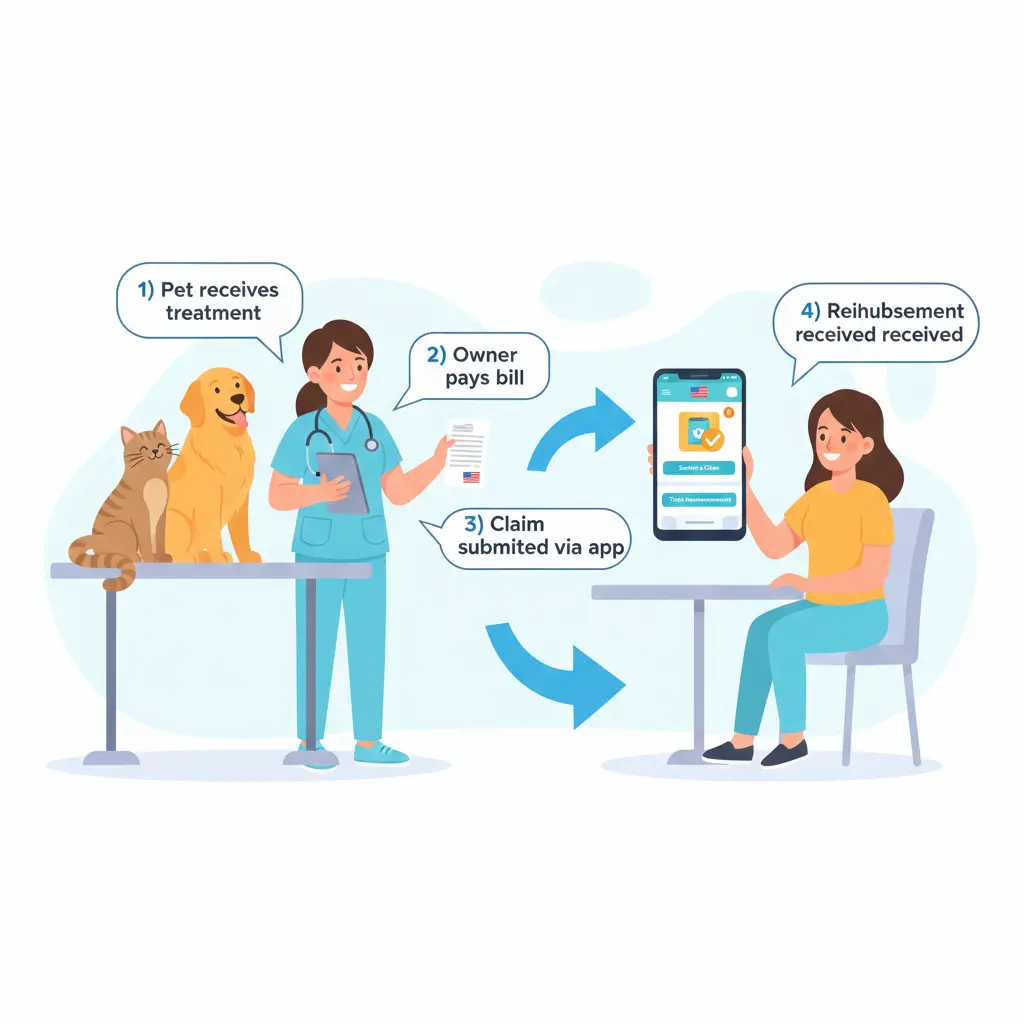 Pet insurance claim process illustration