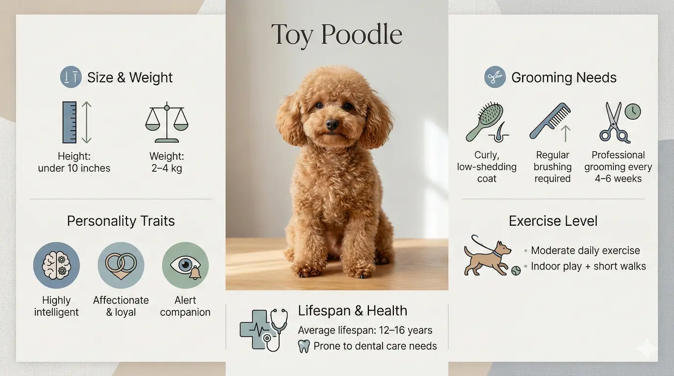 Toy Poodle size, grooming, personality and care overview