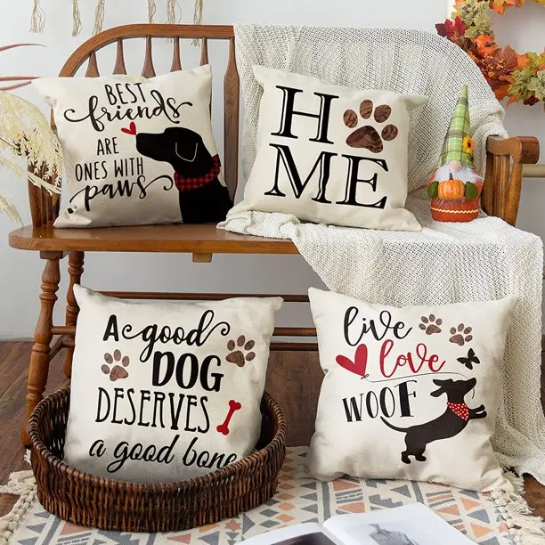Dog lover paw print pillow covers